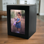 Black MDF Child Cremation Photo Urn