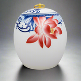 Red Lotus Ceramic Cremation Urn in Large