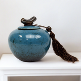 Turquoise Ceramic Keepsake Urn