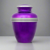 Dark Purple Banded Cremation Urn In Medium