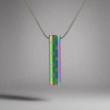 Paw Prints Cylinder Cremation Necklace In Rainbow