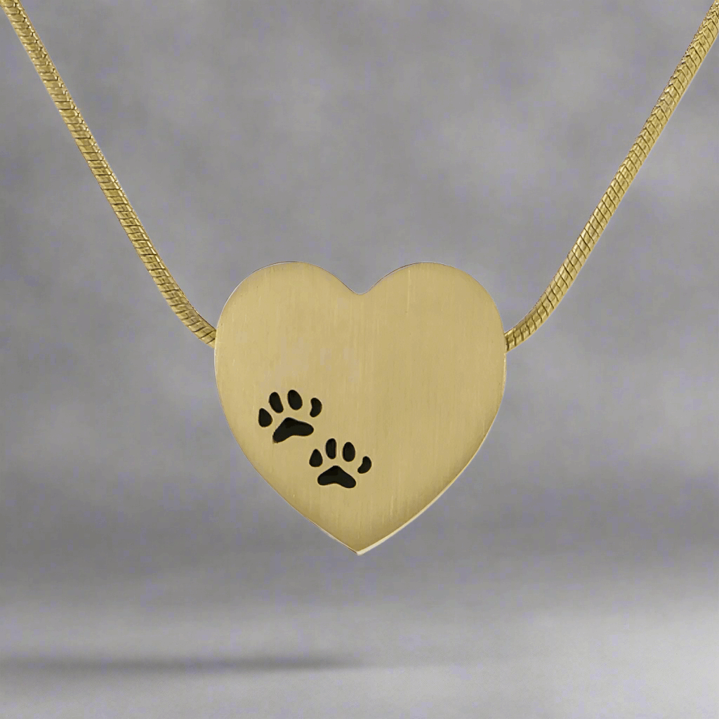 Brass Paw Print Pet Cremation Necklace