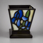 Blue Iris Stained Glass Candle Holder