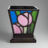 Pink Tulip Stained Glass Keepsake Urn and Candle Holder