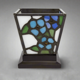 Blue Forget-Me-Not Stained Glass Keepsake Urn and Candle Holder