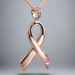 Breast Cancer Ribbon Cremation Pendant in Rose Gold Vermeil