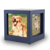 Navy Pet Photo Cube Urn In Small