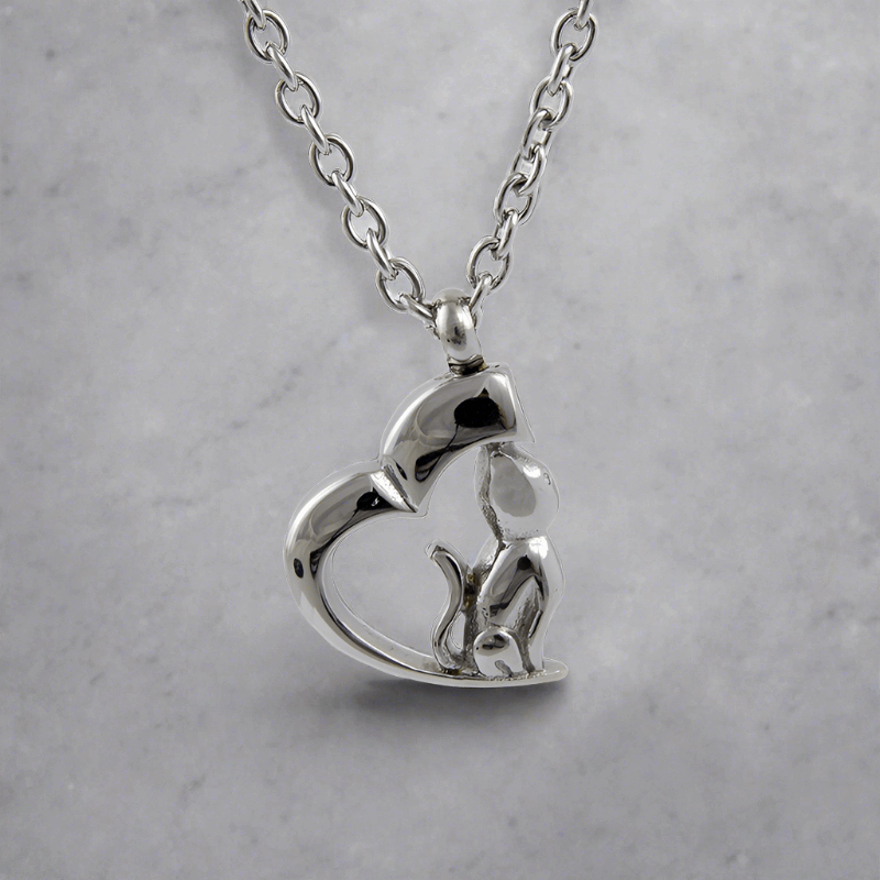 Cremation Pendant With My Cat, My Heart Design