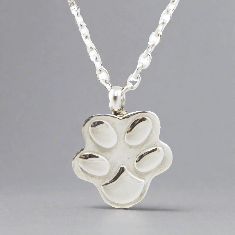 Cremation Necklace Paw Print In Stainless Steel