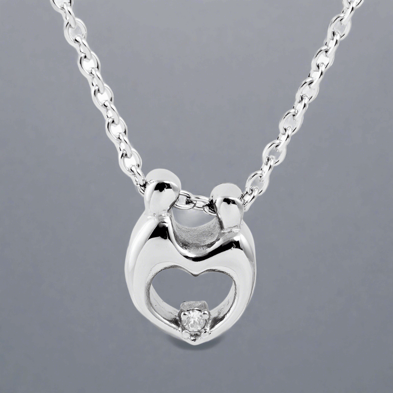 Cremation Necklace With Crystal Clear Heart