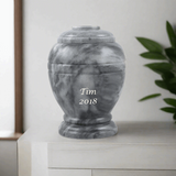 Cloud Gray Marble Cremation Urn in Small