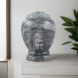 Cloud Gray Marble Cremation Urn in Small