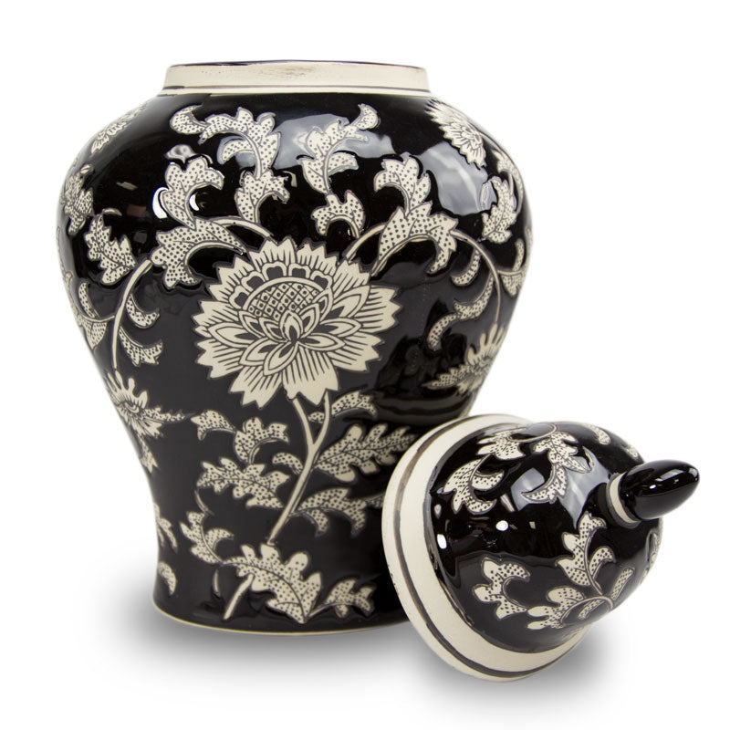 Black Lotus Temple Ceramic Cremation Urn