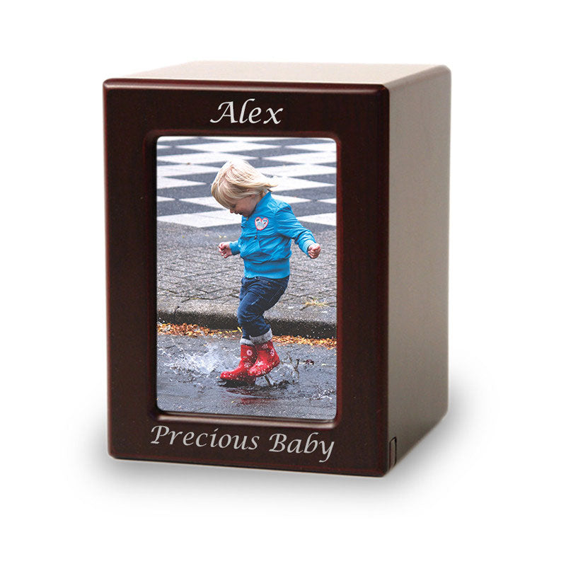 Child Cremation Photo Urn - Cherry MDF