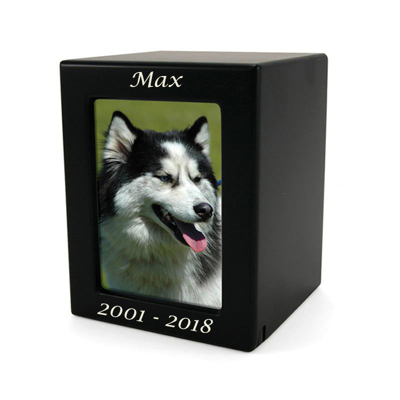 Black MDF Pet Photo Cremation Urn - Small