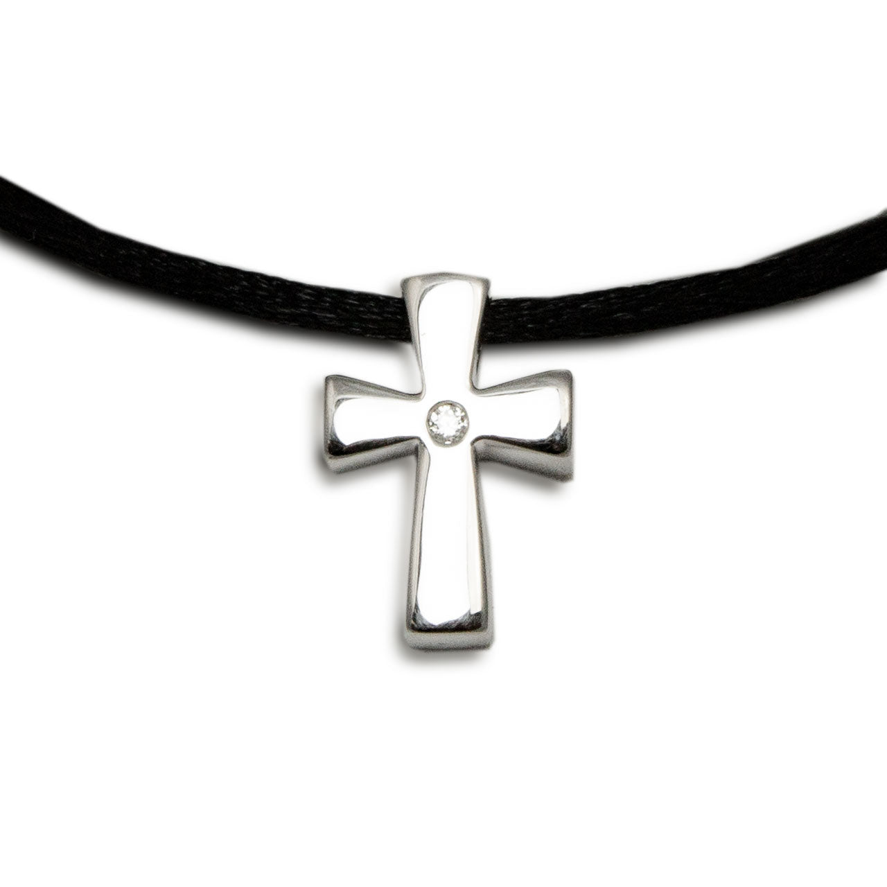 Sparkling Cross Cremation Pendant - Sterling Silver