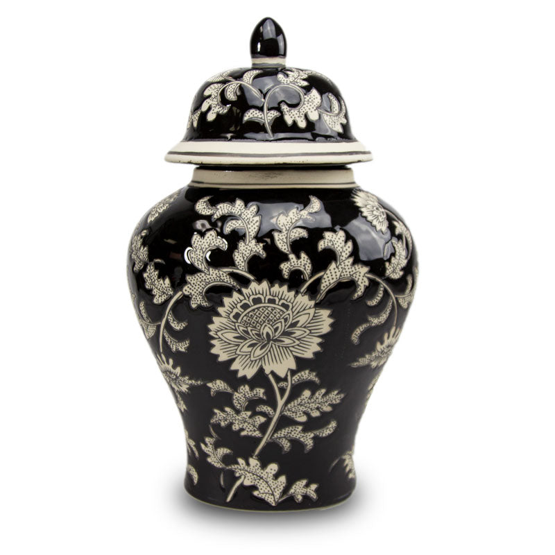 Black Lotus Temple Ceramic Cremation Urn