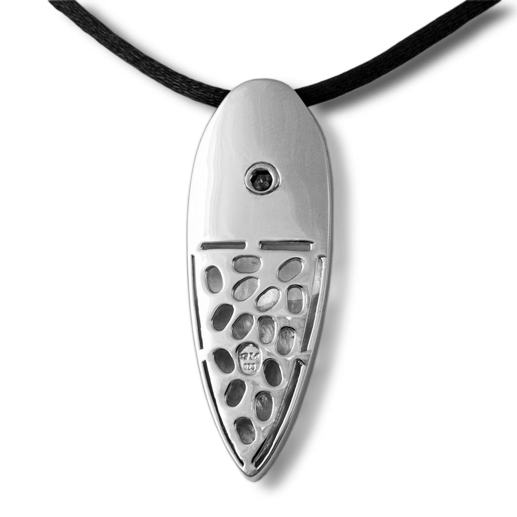 Diamond Drop Cremation Pendant - Sterling Silver